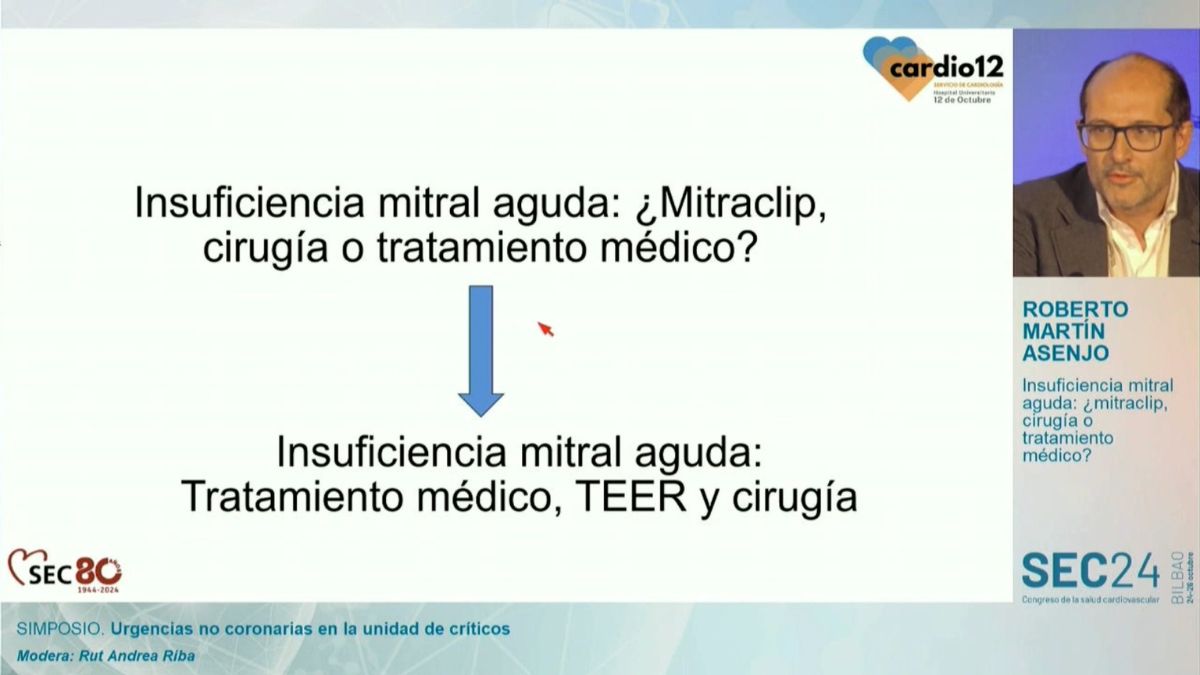 Insuficiencia mitral aguda: ¿MitraClip, cirugía o tratamiento médico?